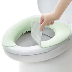 【新着商品】消臭 洗える】サンコー ずれない トイレ Mitsuba)【日本製 便座カバー 便座シート 1組 サンコー三つ葉(Sanko グリーン おくだけ吸着 KC-56