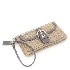 美品 コーチ ハンドポーチ コインケース 小物入れ シグネチャー ブラウン レディース SGN 2000000 NSK