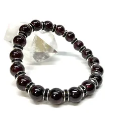 ガーネット パワーストーン ブレスレット 8mm 1月誕生石 （ブラック）メンズ・レディース　男性・女性　数珠ブレス　開運  [m]