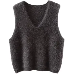 シャギー ベストもこもこ ニットベスト 秋冬 レディース シャギーベスト シャギーベスト ノーカラー 秋 冬 ジレ トップス ノースリーブ プルオーバー 毛足長め xzjhpcs#