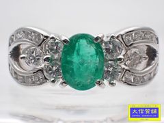 PT900 プラチナ ダイヤ エメラルド リング D0.54ct 10号 6.05g 中古A+ 【送料無料】 C-9437【質屋出品】