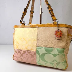 【希少】coach コーチ　マルチカラー　パッチワーク　ハンドバッグ 美品】コーチ パッチワーク 10454 トートバッグ レザー A4可