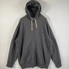 古着 ポロ・ラルフローレン POLO RALPH LAUREN パーカー フルジップ ワンポイントロゴ 大きいサイズ フーディー フード紐 2XLT  グレー メンズ