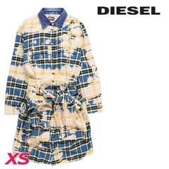 新品・未使用 ディーゼル DIESEL フランネルシャツワンピース レディース チェック柄 ブリーチ加工 長袖 膝上丈 D-JANICE