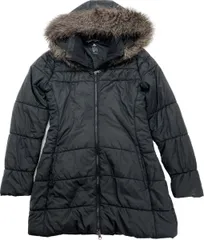 adidas ☆ 綺麗なシルエット◎ 中綿 ロング ジャケット ファーフード◎ コート ブラック レディース M 大人カジュアル アディダス■CF240