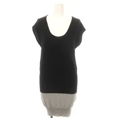 ティーバイアレキサンダーワン T by Alexanderwang バイカラーニット カットソー フレンチスリーブ チュニック XS 黒 ブラック グレー ■OSのサムネイル