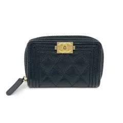 【栄】シャネル A80602 ココマーク キャビアスキン コインケース カードケース 財布 ブラック 黒 GD金具 保存袋