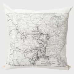 1930US路線図デザインクッション（TK-CTP15MAP)(岡山伝統製法帆布)84cm角【T.K GARMENT SUPPLY】