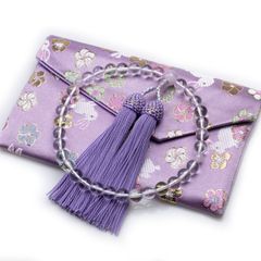 【特価商品】正絹房マグネット式数珠袋付き 藤雲石 じゅず 葬式 本水晶 法事 女性用 法要 数珠 じゅず