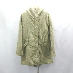◇ ⊇ ザラベーシック カジュアル　バックプリント　フードファー 長袖 モッズコート サイズM カーキ系 レディース E  【1503060045855】