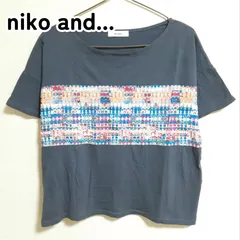 niko and... ニコアンド ネイビー ラウンドネック 半袖デザインTシャツ