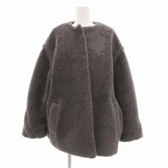 ミラオーウェン Mila Owen 美品 ボアブルゾン フリース ミドル丈 総裏地 F チャコールグレー /JSのサムネイル