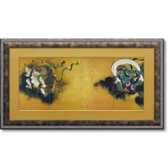 絵画 尾形 光琳「風神雷神図屏風」 インテリア 額入り 絵画 飾る 和風 アート  和室 壁飾り プレゼント ギフト 引越 新築 お祝い アートフレーム ポスター 4Lサイズ おしゃれ 壁掛け 絵