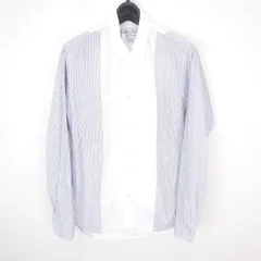 Sidian，Ersatz&Vanes シディアンエサーツアンドヴェインズ メンズ コットン 長袖シャツ ストライプ ホワイト切替 WHITE/BLUE S