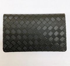 新品未使用品 甲州印伝【名刺入れ 網代編 黒×黒漆】 カードケース 鹿革 漆型染め 海外土産 日本皮工芸品 日本製