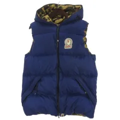 アベイシングエイプ A BATHING APE ダウンベスト フーディ ジップ 裏地 カモフラ ブルー XLのサムネイル
