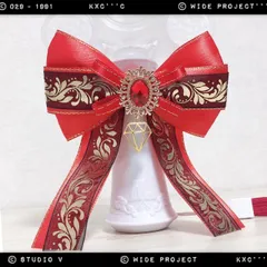 キンブレリボン ペンライトリボン シック柄 レッド ★ハンドメイドのサムネイル