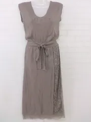 ◇ ◎ LIP SERVICE リップ サービス レース ニット ノースリーブ 膝下丈 ワンピース サイズF ブラウン系 レディース P  【中古】 【1208230012179】