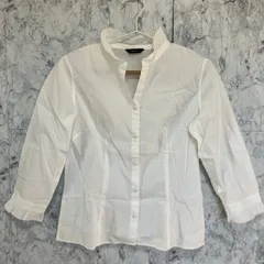 COMME CA ISM コムサイズム　シャツ　【L】　ブラウス　白　ホワイト　七分袖　薄手　仕事　行事　セレモニー