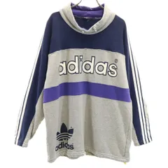 adidas アディダス 80s 日本製 ヴィンテージ トレフォイルロゴ 長袖 スウェット M-L グレー デサント トレーナー メンズ 古着