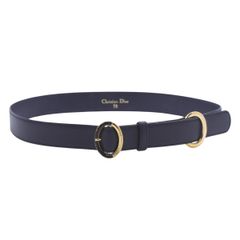 クリスチャンディオール Christian Dior ベルト ネイビー×ゴールド 66-71cm レザー レディース 女性 【中古】