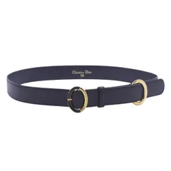 クリスチャンディオール Christian Dior ベルト ネイビー×ゴールド 66-71cm レザー レディース 女性 【中古】