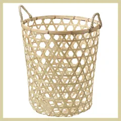 『竹』丸タイプバスケット（両手持ち）「40×45cm」　※かご,アジアン,激安,ケース,和,店舗,業務用,網,編み,天然素材,まとめ買い,セット割引,深型,大きめ,大容量,大型,ランドリーバスケット型