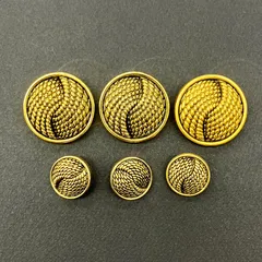 【特価】手芸　ボタン　ゴールド・金　約30mm3個・18mm3個　計6個まとめ売り