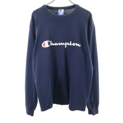 チャンピオン 90s 後期 USA製 プリント 長袖 Tシャツ L ネイビー Champion ロンT オールド ヴィンテージ メンズ 古着 【240217】
