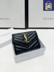 【今日特価】Yves Saint Laurent イヴサンローラン 人気シームレスレザーウォレット クラシックデザイン、高耐久性