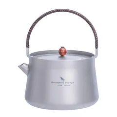 【数量限定】Boundless Voyage チタン急須 800ml ティーポット 直火対応 超軽量 錆びない 取っ手編み アウトドア キャンプ やかん ケトル Ti3094D