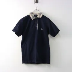 バーバリー ロンドン BURBERRY LONDON ノバチェックカラー 半袖  ポロシャツ S/ネイビー カットソー ブラウス 【2400014482195】