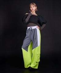 夢展望公式 [新品未使用] 配色カラーラインジャージパンツ [ライム] 他カラー別ページ有 bohmal パンツ ワイドパンツ・ガウチョパンツ（フルレングス） 535797-01