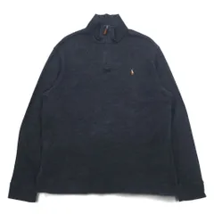 POLO RALPH LAUREN ハーフジップ リブニット スウェット XL グレー ESTATE RIB スモールポニー刺繍