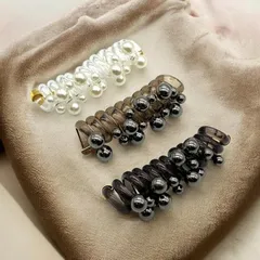 ヘアゴム スパイラル パール コイル 1個 ヘアアクセサリー ポニーテール ヘアロープ ポニーフック h-1515