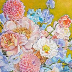 『　ひだまり　』　油絵　油彩画　原画　花　手描き