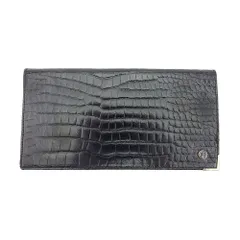 【最大30％OFF】ダンヒル Dunhill 札入れ クロコダイル型押し ブラック×ゴールド レディース 中古