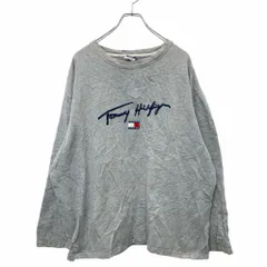 TOMMY JEANS ロゴ スウェット トレーナー Lサイズ トミージーンズ 刺繍 グレー 古着卸 アメリカ仕入 t2406-3883