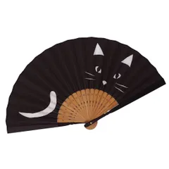 キャッツアイ [おしゃれ kimono いろは] 猫シルエット 扇子 婦人和紙扇子 (キャッツアイ)