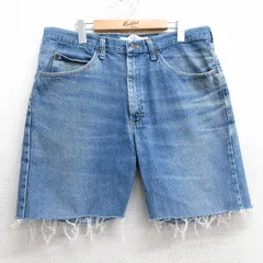 W36/古着 リー Lee ショート パンツ メンズ ヒゲ コットン 紺 ネイビー デニム 25apr03 中古 ボトムス 短パン ショーパン ハーフ