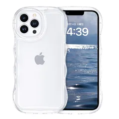 GUAGUA いphone 12Promax ケース クリア ウェーブ iPhone12Promax ソフト TPU 透明 ケース うねうね 人気 バンパー 耐衝撃 超軽量 薄型 ストラップホール付き アクスタが入る スマホケース iPhone12Prom 0