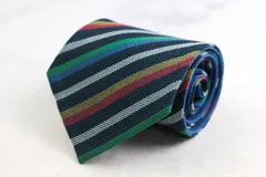 ミラショーン ブランド ネクタイ リバーシブル ストライプ柄 マルチカラー ウール イタリア製 PO メンズ ネイビー mila schon 【中古】