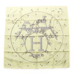 エルメス カレ90 シルク VIF ARGENT 銀の雫 スカーフ イエロー【中古】