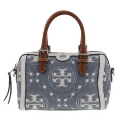 【中古】 TORY BURCH （トリーバーチ） T ﾓﾉｸﾞﾗﾑ ﾊﾞﾚﾙ ﾊﾞｯｸﾞ バッグ ハンドバッグ T Monogram Indigo デニム leather レザー 159640 used:AB