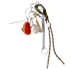 ☆ E ☆ ベースボール チャーム付き カラフル パラコード チャーム キーホルダー キーチャーム キーストラップ ストラップ バッグチャーム バッグアクセサリー チャームストラップ カラビナ パラコード ベースボールチャーム付き カラフル かわいい 可愛い