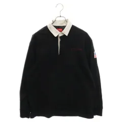 完売品Supreme ラガーシャツ ブラック シュプリーム SUPREME 17AW HALF ZIP RUGBY SHIRT 長袖シャツ