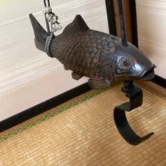 自在鉤　吊るし鉤　囲炉裏　骨董品　古民具　古道具　引き取り限定 送料無料☆ 古民家 囲炉裏 自在鉤 吊るし金具 吊るし鉤 木彫りの