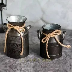 ペイントされた古いミルク缶アンティークフランスアート一点物no.183