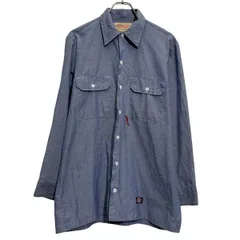 Dickies 長袖 ワークシャツ 15 L～ ブルー系 ディッキーズ ボタン アメリカ製 ワークウェア 胸ポケット 古着卸 アメリカ仕入 a702-6572のサムネイル