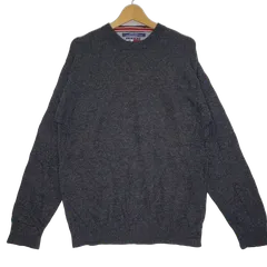 90's vintage 90年代 ヴィンテージ TOMMY HILFIGER トミーヒルフィガー ニット セーター フラッグタグ ウール100％ 長袖 オーバーサイズ ビックシルエット MACAU製 Lサイズ グレー